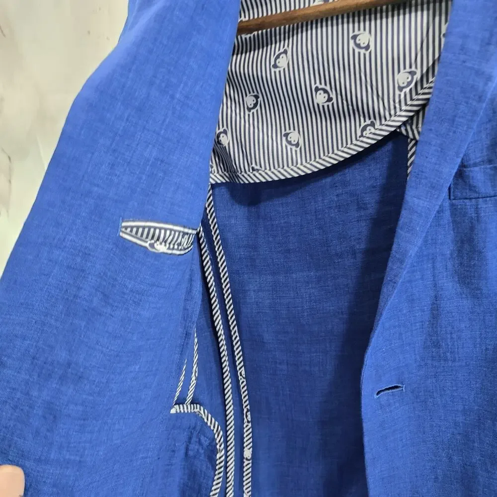 Appaman Blazer Youth 12 Blue Linen Jacket Boys Kids Fine Tailoring